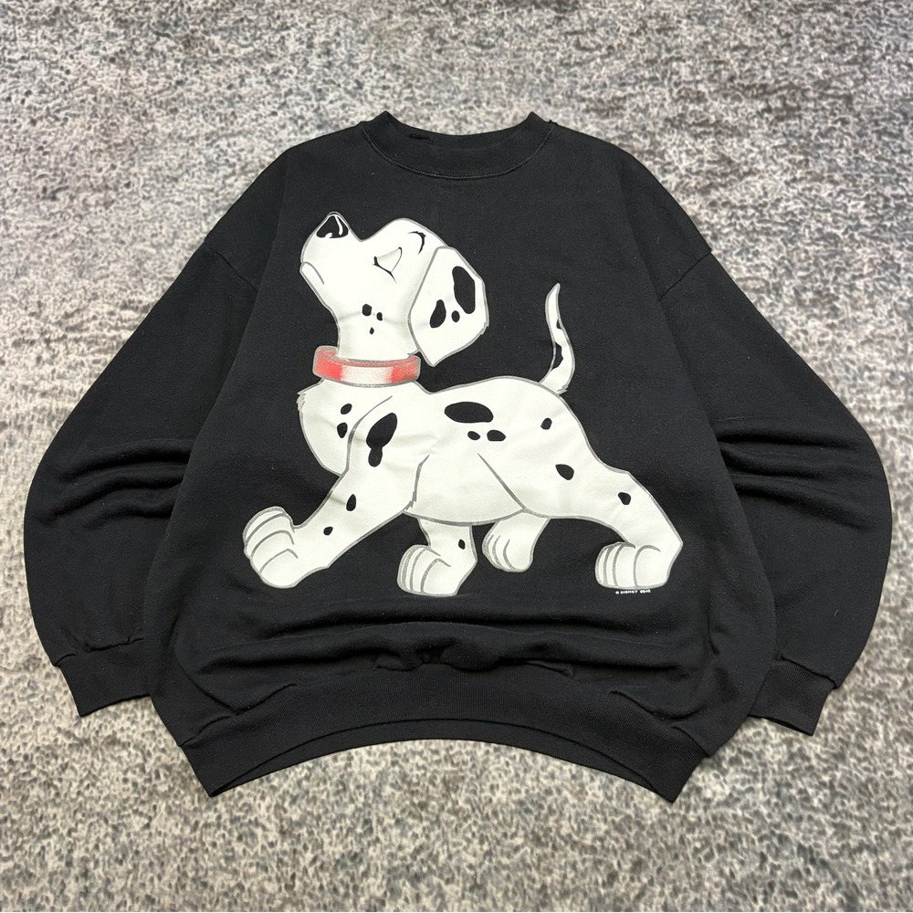 Vintage 90s Disney 101 Dalmatians Crewneck Sweatshirt Mens XL Black Puppy